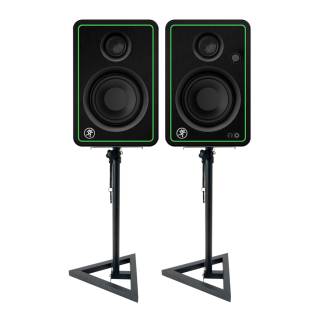 Mackie CR3-X 3-Inch Multimedia Monitors (Pair) Bundle with Adjustable Studio Monitor Stand (Pair)