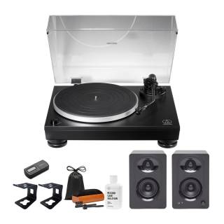 Audio Technica AT-LP5X Turntable with Speaker Pair, Stands, and Record Care System