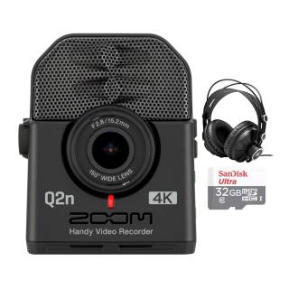 Zoom Q2n-4K Handy Video Recorder Bundle with Knox Gear Closed-Back Headphones and 32GB microSDHC Card