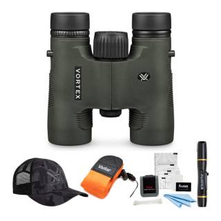 Vortex 8x28 Diamondback Roof Prism Binoculars with Cap, Foam Floating Camera Strap and Accessory Bundle