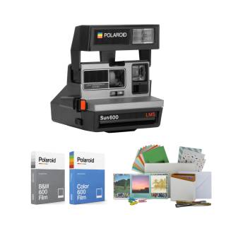 Polaroid 600 Sun600 LMS Silver Camera with Black and White and Color Instant Film and Accessories