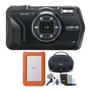 (Ricoh WG-6 Digital Camera (Black) with 1 TB Portable Hard Drive and Accessory Kit