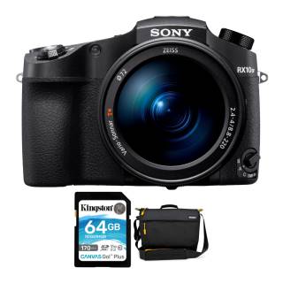 Sony CyberShot RX10 IV Digital Camera with 64GB 170MB/s SDXC Memory Card and Koah Fulton Precision Camera Bag bundle