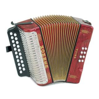 Hohner Erica GC Two-Row Accordion in Pear Red with Gig Bag