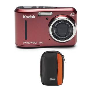 KODAK PIXPRO FZ43 16 MP Digital Camera (Red) with Camera Case Bundle