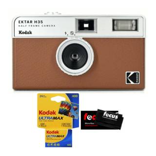 Kodak H35 Half Frame 35mm Camera (Brown) with Kodak Ultramax 400 35mm Roll Film