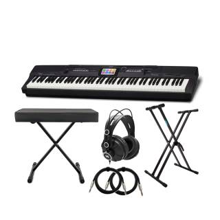 Casio PX-360BK 88-Key Digital Piano with Stand, Bench, Headphones, and Cables