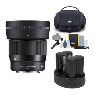 Sigma 56mm F1.4 Contemporary DC DN Lens for Fuji X Mount with GFX Series Battery and Accessory