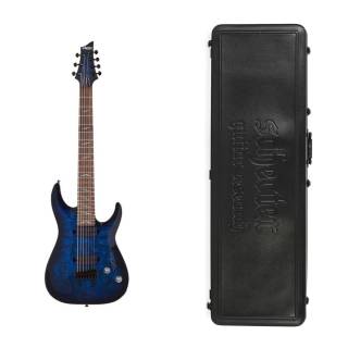 Schecter Omen Elite 7-String Electric Guitar in Blue with Schecter Universal Hard Carrying Case
