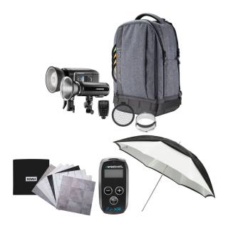 Westcott FJ Wireless 2-Light Portable Portrait Flash Kit with FJ-X3 S Trigger with Backdrops Bundle