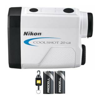 Nikon COOLSHOT 20 GII Golf Laser Rangefinder with Nikon Retractable Rangefinder Tether and 2 CR2 Batteries