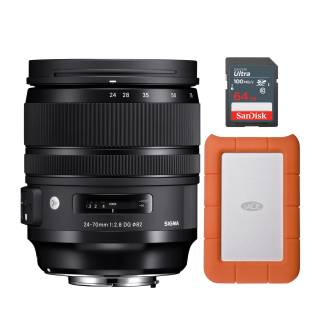 Sigma 24-70mm f2.8 DG OS HSM ART Lens for Nikon F with 1 TB Hard Drive Bundle