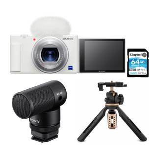 Sony ZV-1 Camera for Content Creators and Vloggers (White) with Sony Vlogger Shotgun Microphone bundle