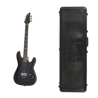 Schecter Demon-6 FR Electric Guitar in Aged Black Satin with Schecter Hard Shell Guitar Case