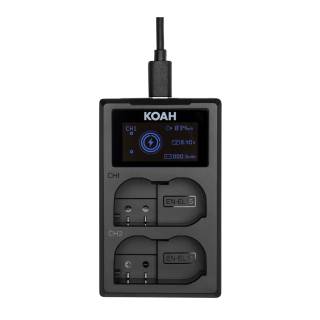 Koah Dual USB-C Charger with LCD Display for Nikon EN-EL15 Battery