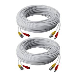 Lorex RG59 250-Feet Power Accessory Cable for Analog Security Camera (White) - 2-pack