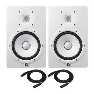 YAMAHA HS8 Powered Studio Monitor, White (Pair) with XLR Cables
