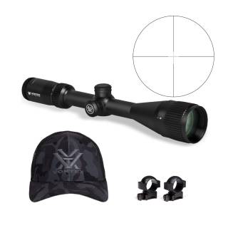 Vortex Crossfire II 6-18x44 AO Riflescope (Dead-Hold BDC MOA Reticle) w/1-inch Scope Rings and Hat