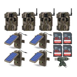 Stealth Cam Connect Cellular Trail Camera (AT&T) with 32 Gb Memory Card and Solar Panel (4-Pack)