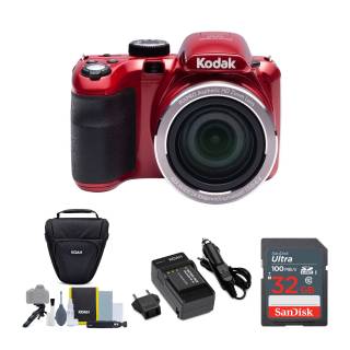 Kodak AZ421 PIXPRO Astro 16MP Digital Camera (Red) with 32GB SD Card and Accessory Bundle