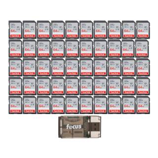 SanDisk 64GB 120MB/S Ultra UHS-I SDXC Memory Card (50-Pack) with Card Reader