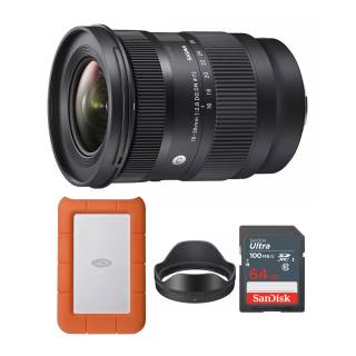Sigma 16-28 mm F2.8 DG DN Lens for Sony E Mount with External Hard Drive, Lens Hood and Memory Card