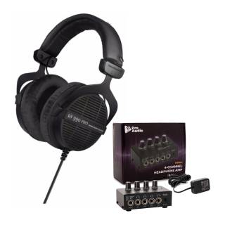 Beyerdynamic DT 990 PRO Studio Headphones (Ninja Black, Limited Edition) Bundle with Headphone Amp