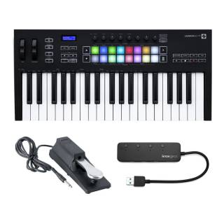 Novation Launchkey 37 MK3 37-Key MIDI Keyboard with Sustain Pedal & Knox Gear 4-Port USB 3.0 Hub