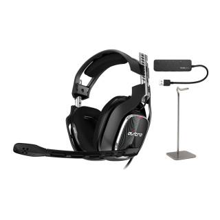 ASTRO A40 TR Headset for Xbox One, Series X|S & PC (Black/Red) Bundle with Knox Gear 4-Port USB 3.0 Hub and Metal Stand