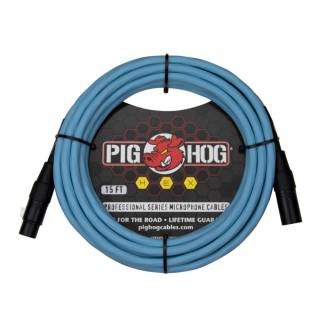 Pig Hog Hex Series Mic Cable with XLR Connectors and Pinnacle Cable Design (15ft, Daphne Blue)