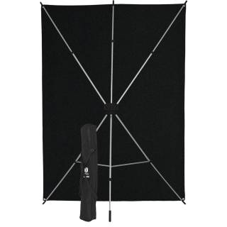 Westcott X-Drop Wrinkle-Resistant Backdrop Kit (Rich Black, 5' x 7') Includes lightweight stand, backdrop, and carry case
