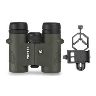 Vortex 8x32 Diamondback Binoculars with Smartphone Adapter Bundle