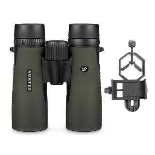 Vortex 10x42 Diamondback Binoculars with Smartphone Adapter Bundle