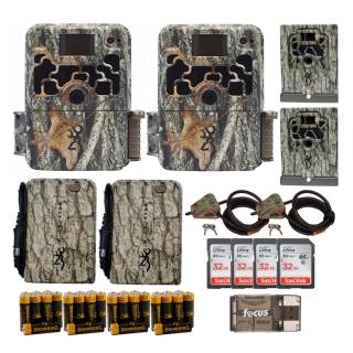 Browning Trail Cameras 16 MP Dark Ops Extreme Game Cam 2-Pack Bundle with Batteries, Cards, Reader, Lock Cable, and More