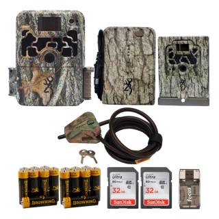 Browning Trail Cameras 16 MP Dark Ops Extreme Game Cam Bundle with Batteries, Cards, Reader, Lock Cable, and More