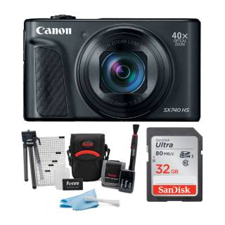 Canon Powershot SX740 HS Digital Camera (Black) with 32GB Card Bundle