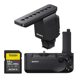 Sony ECM-B1M Digital Shotgun Microphone with 64GB SD Card and Vertical Grip