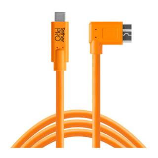 TetherPro USB-C to 3.0 Micro-B Right Angle Cable (15-Feet, High-Visibility Orange)