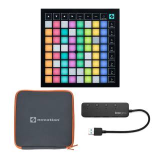 Novation NOVLPD12 Launchpad X Grid Controller bundle with Launchpad Case and Knox Gear 3.0 4 Port USB Hub