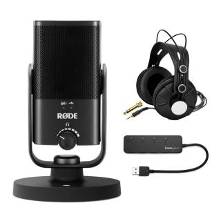 Rode NT-USB-MINI USB Microphone Bundle with Knox Gear Studio Headphones & 3.0 4 Port USB Hub