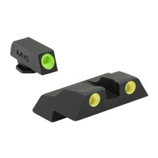Meprolight Tru-Dot Fixed Night Sight Set for Glock G26, G27, and G28 (Yellow/Green)