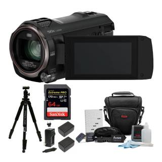 Panasonic V770 Full HD Camcorder with 64GB SD Card, 62-Inch Tripod, and Accessory Bundle