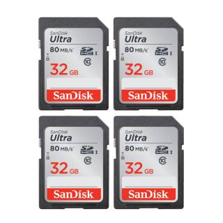 SanDisk Ultra 32GB 80MB/s SD Memory Card (4-Pack)