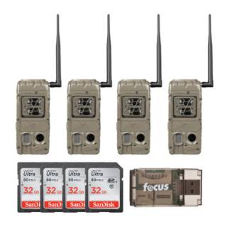 Cuddeback G-Series CuddeLink Double Barrel 20MP Trail Camera 4-Pack with Cards