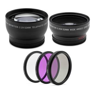 Focus Wide & Tele Lenses w/ 52mm Filter Kit for Nikon