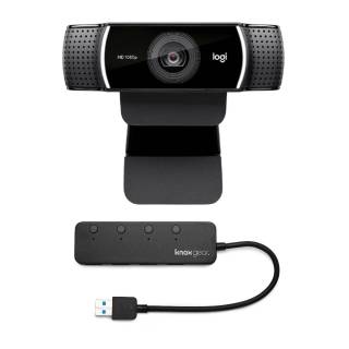 Logitech C922 Pro Stream 1080p Webcam with Knox 3.0 4 Port USB Hub