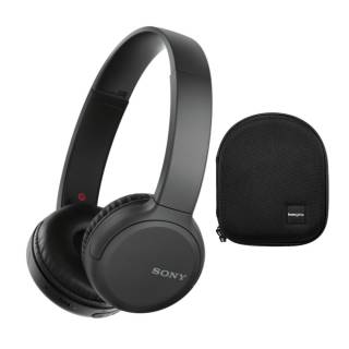 Sony WH-CH510 Wireless On-Ear Headphones (Black) with Hardshell Headphone Case Bundle