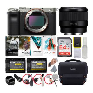 Sony Alpha a7C Full-Frame Compact Mirrorless Camera (Silver) Bundle with FE 50mm f/1.8 Lens