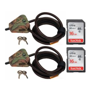 Master Lock Python 6-Ft Cable Lock (2) and 16GB SD Card (2) For Any Trail Camera