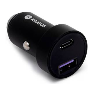 Kratos 45W 2-Port Digital Display USB-A 45W QC3.0 and Type-C 45W PD3.0 Car Charger